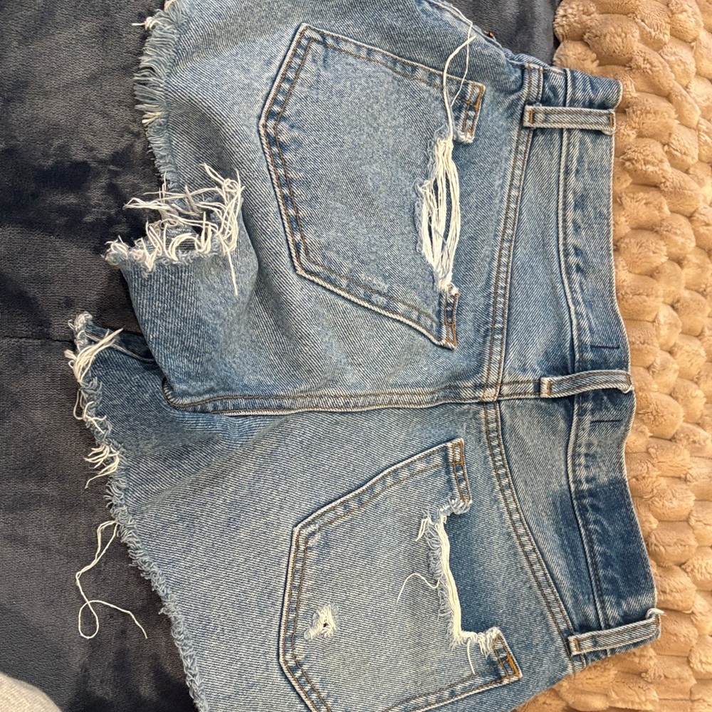 Abercrombie & Fitch Blue Distressed Jean Shorts